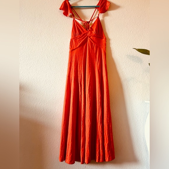 Free people Elegant Orange Maxi Dress Length 58 inches excellent condition - Picture 4 of 9
